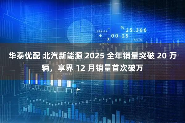 华泰优配 北汽新能源 2025 全年销量突破 20 万辆，享界 12 月销量首次破万